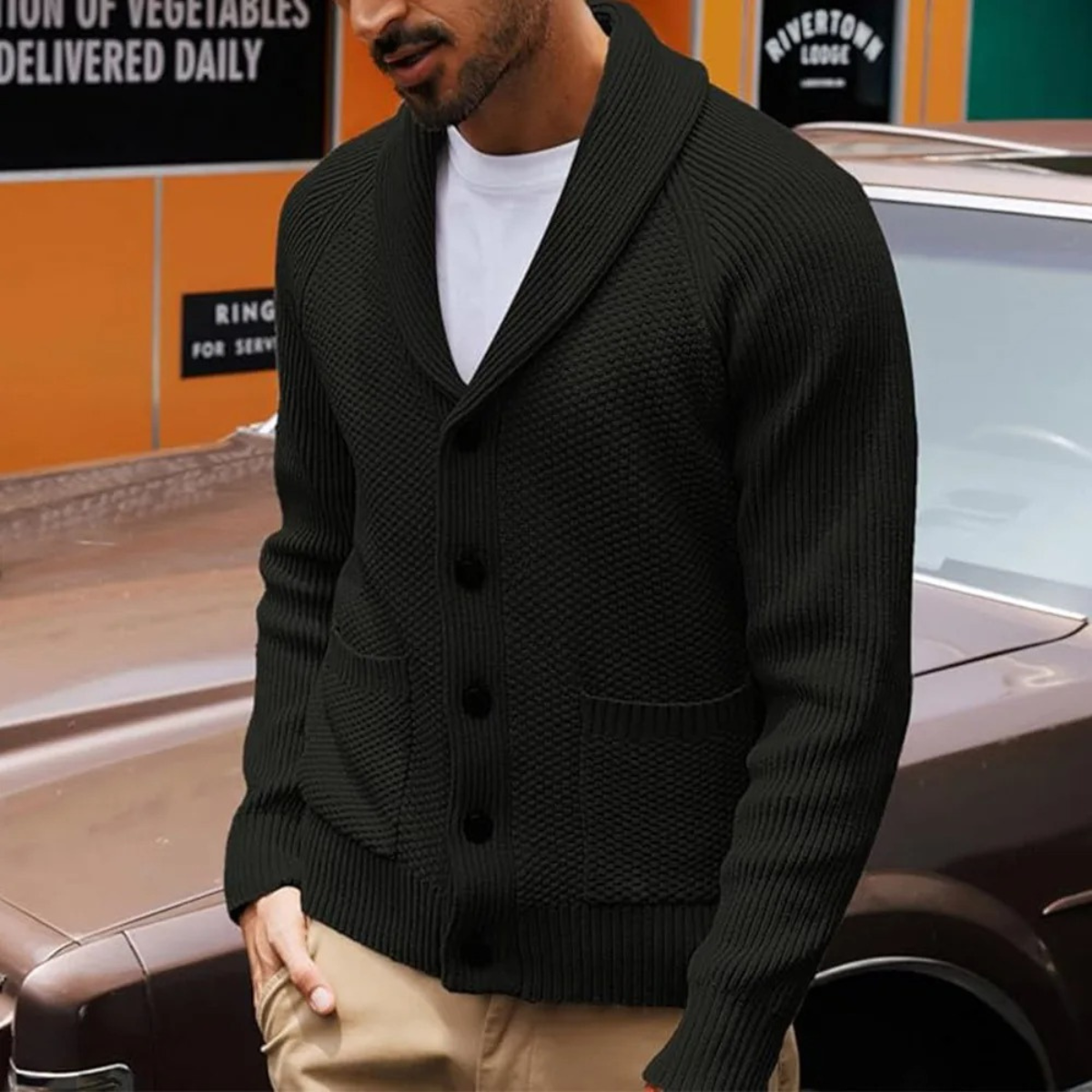 The Pembroke Men's Shawl Collar Button Up Knit Cardigan