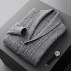 Men’s Wool Blend Shawl Collar Cardigan Cable Knit Button Up Sweater