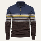 The Chatsworth Men's Quarter Zip Cotton Jumper – Fair Isle Knit