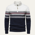 The Chatsworth Men's Quarter Zip Cotton Jumper – Fair Isle Knit