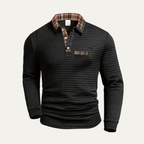The Saturnia Men’s Waffle Knit Polo Jumper with Plaid Collar