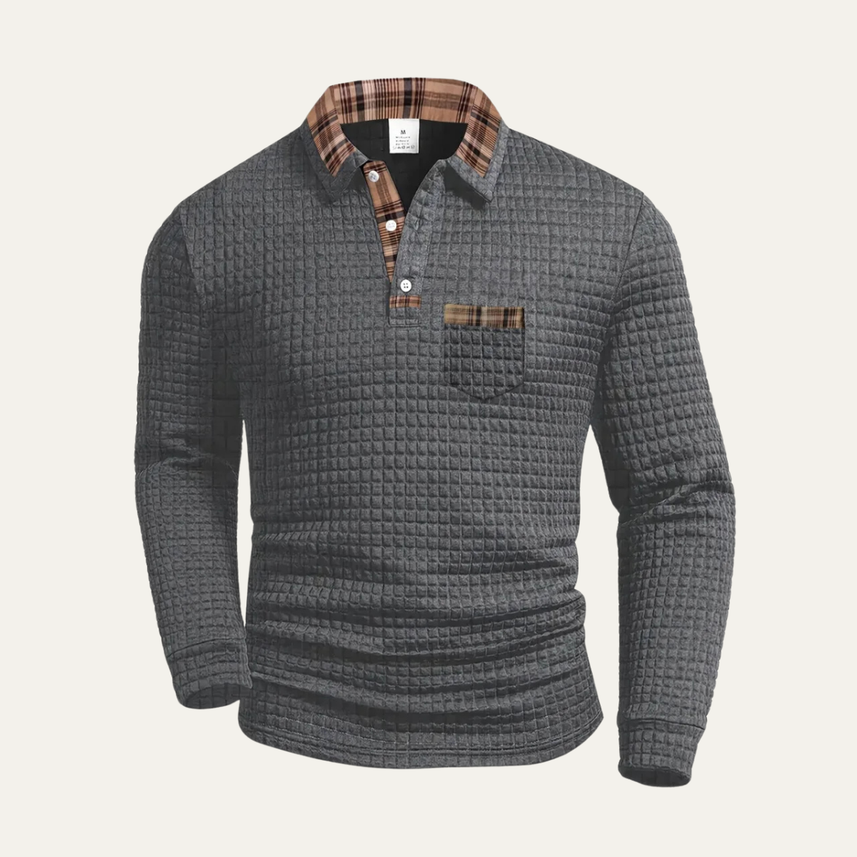 The Saturnia Men’s Waffle Knit Polo Jumper with Plaid Collar