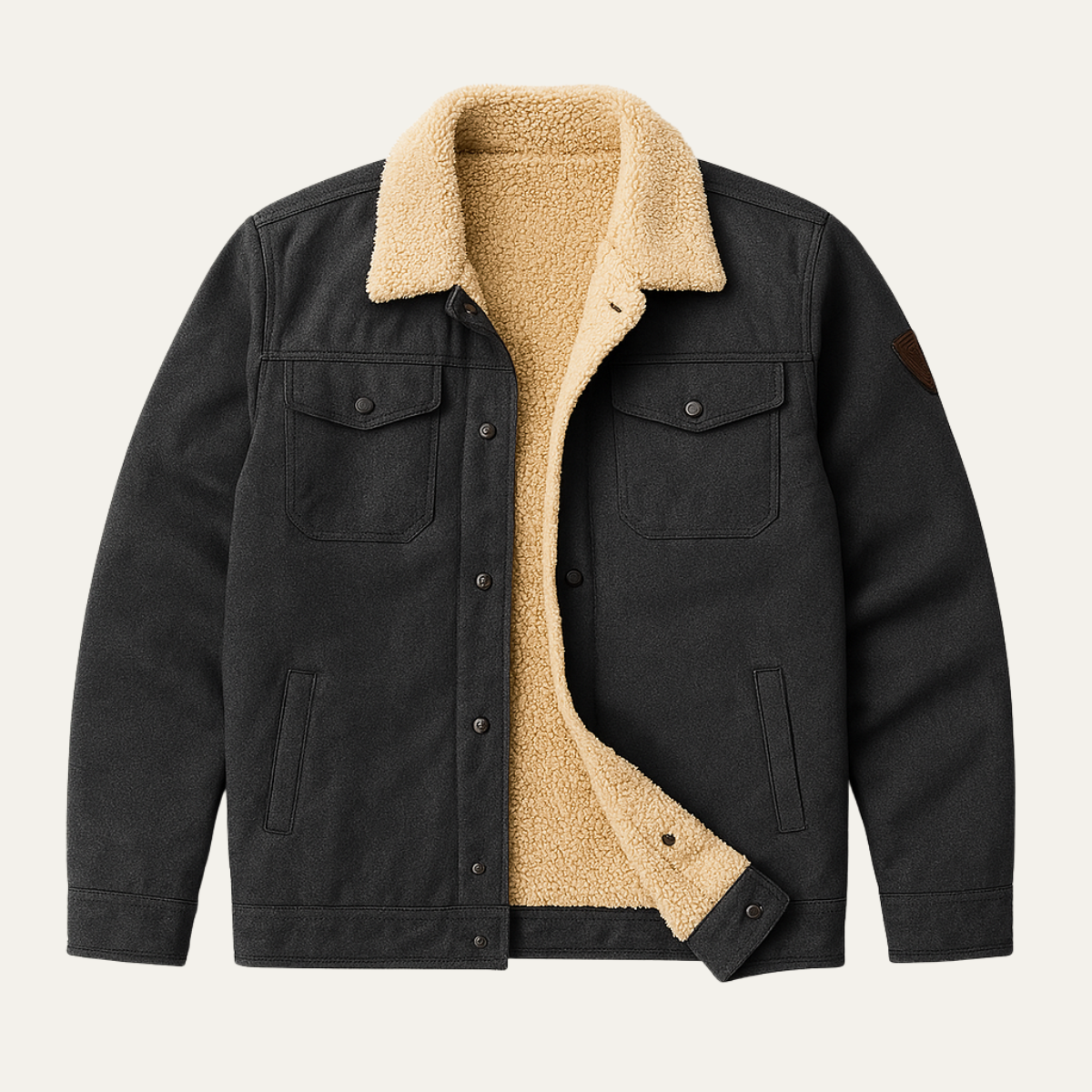Men’s Sherpa Lined Jacket Winter Warm Fleece Denim Style Coat