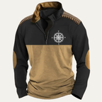 The Pescara Men’s Vintage Embroidered Compass Quarter Zip Jumper