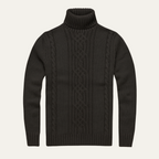 Men’s Winter Turtleneck Jumper Merino Wool Cable Knit Sweater