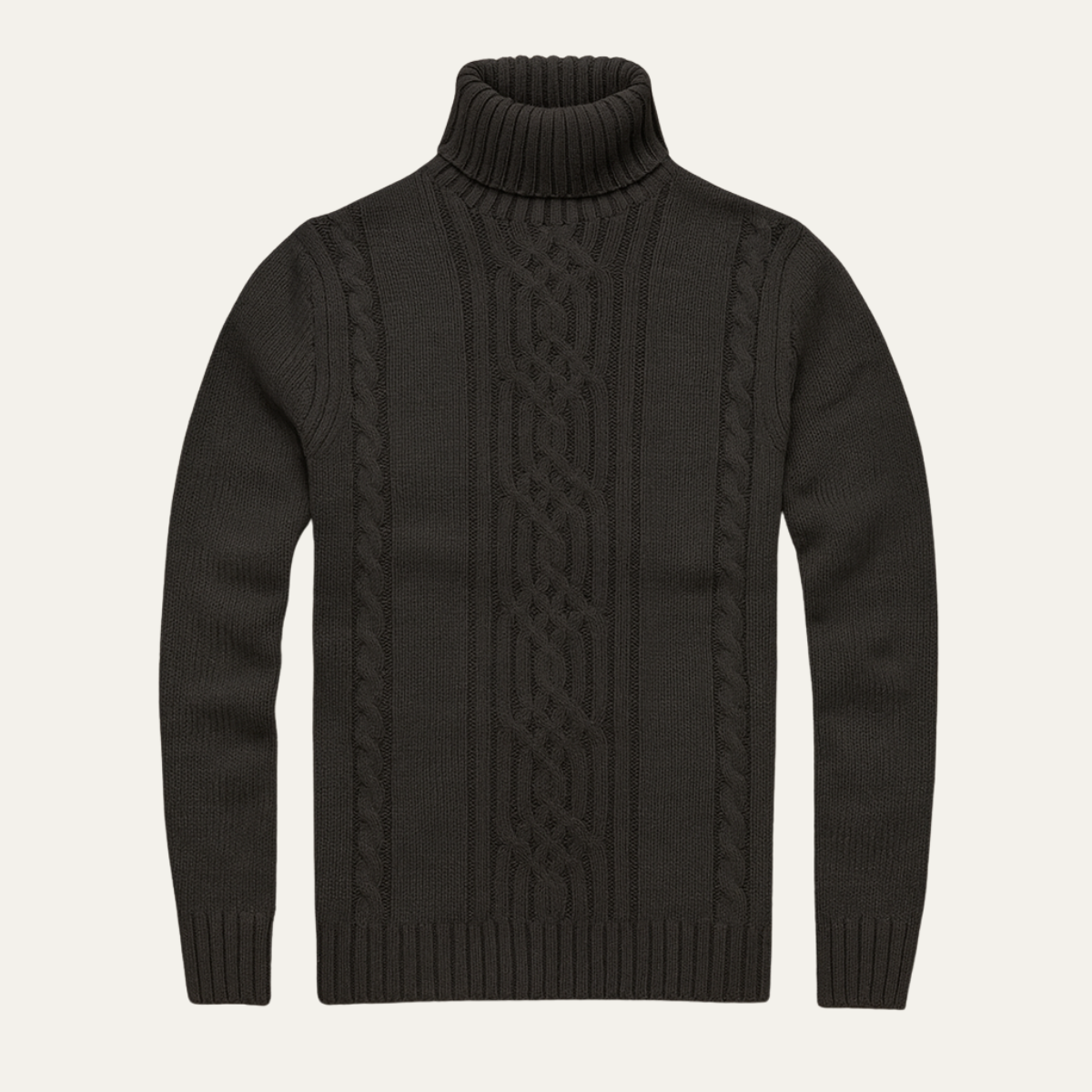 Men’s Winter Turtleneck Jumper Merino Wool Cable Knit Sweater