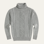 Men’s Winter Turtleneck Jumper Merino Wool Cable Knit Sweater