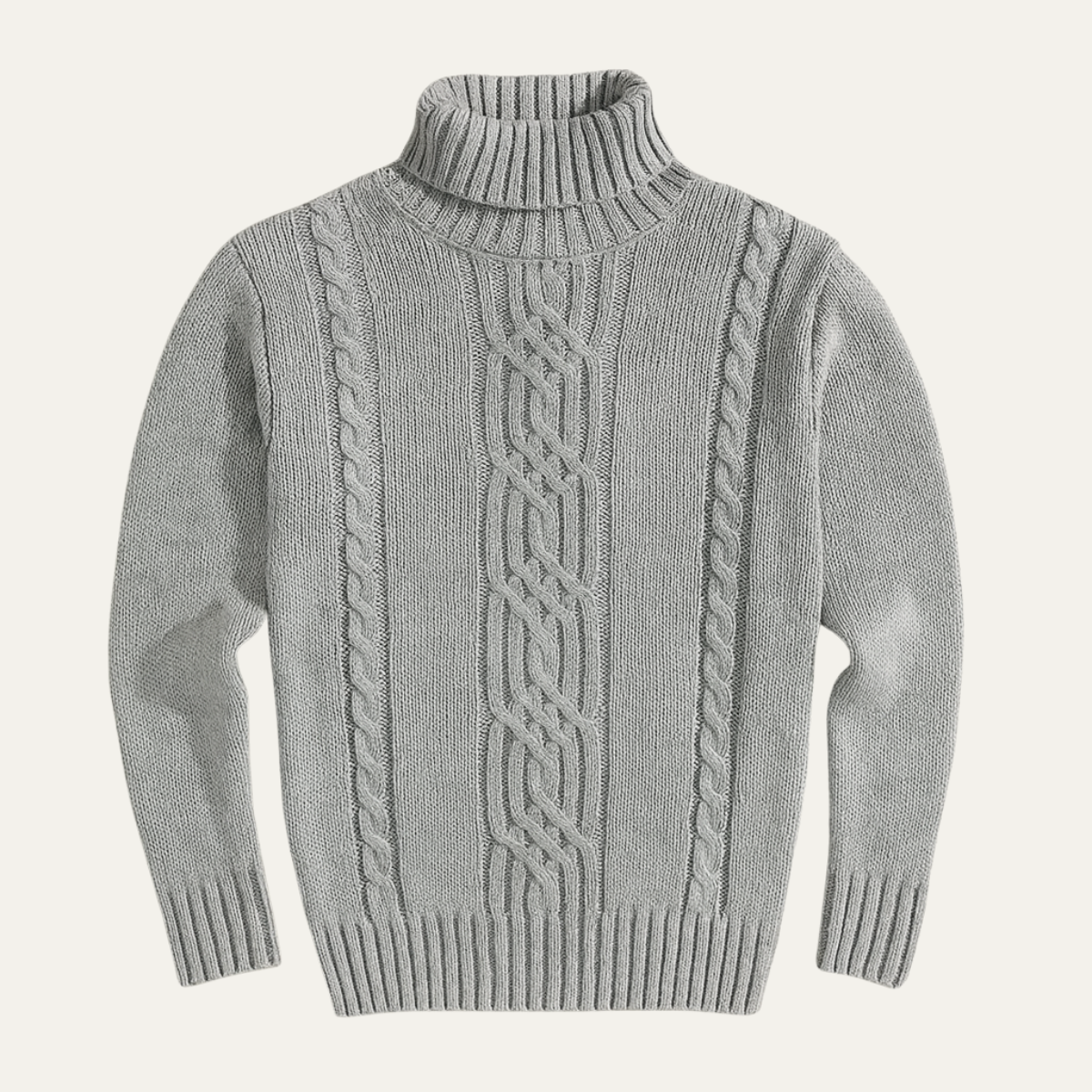 Men’s Winter Turtleneck Jumper Merino Wool Cable Knit Sweater