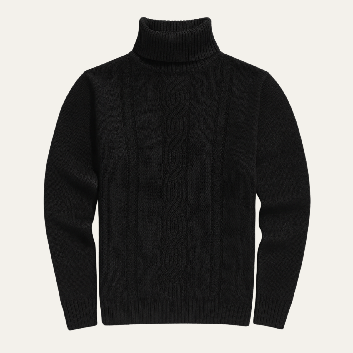 Men’s Winter Turtleneck Jumper Merino Wool Cable Knit Sweater