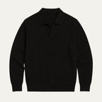 Men’s Light Grey Knitted Polo Jumper Open Collar Sweater