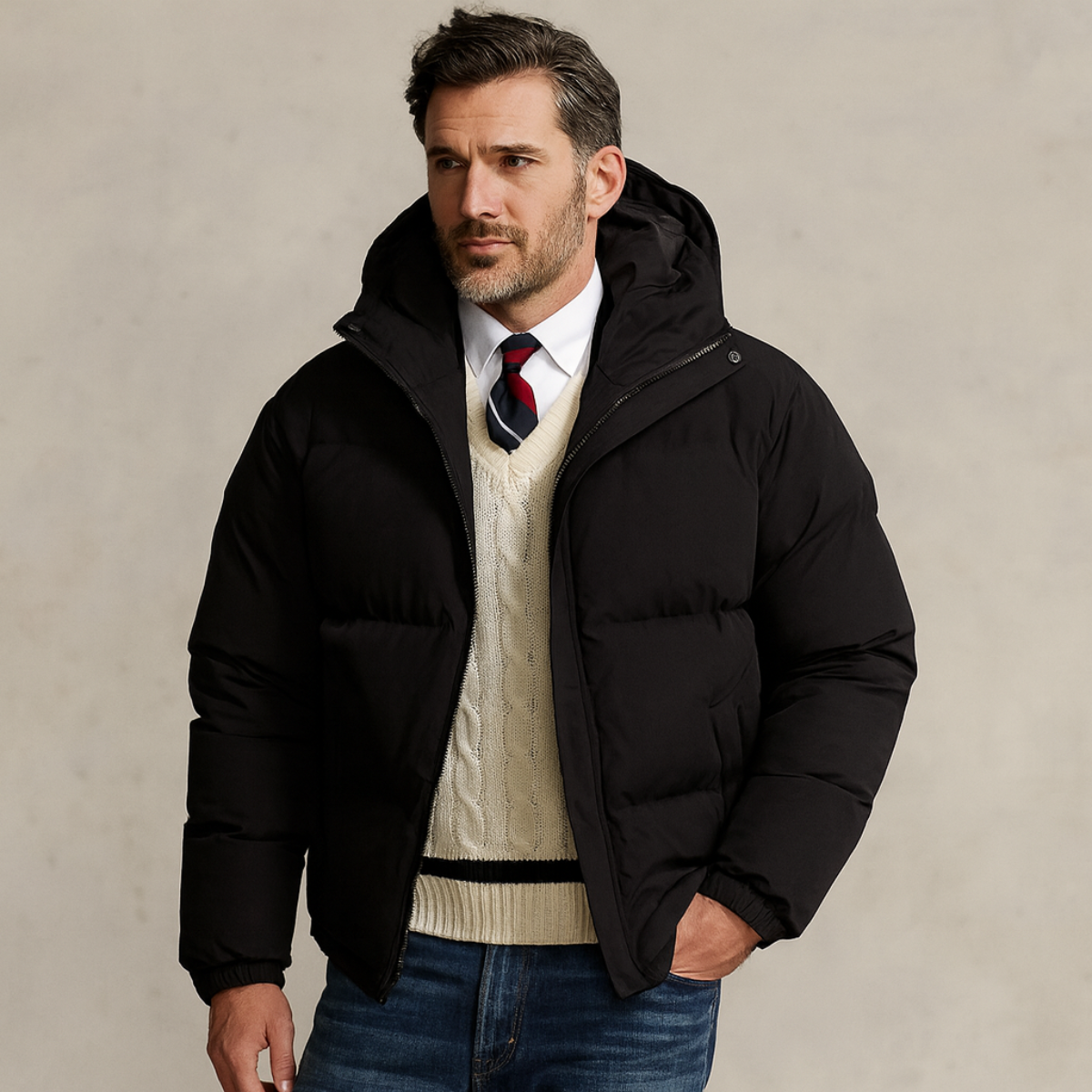 Men’s Hooded Puffer Jacket Winter Warm Quilted Coat