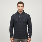 Men’s Thick Winter Knit Jumper Button Neck High Collar Sweater