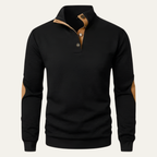 Men’s Wool Blend Half Button Mock Neck Jumper Winter Knitted Sweater