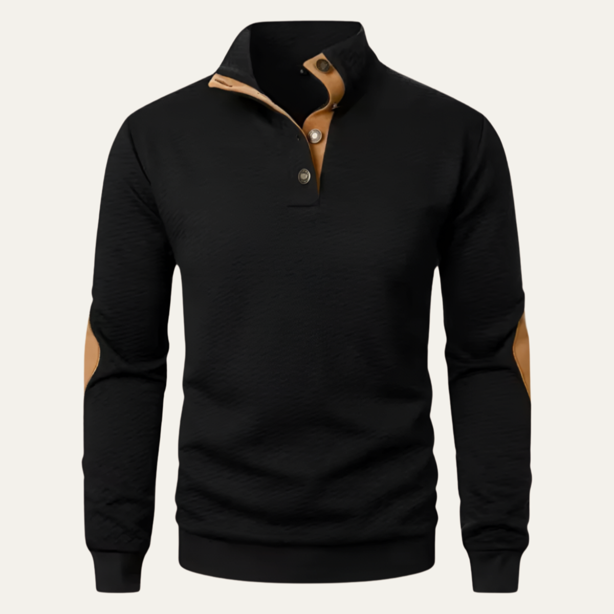 Men’s Wool Blend Half Button Mock Neck Jumper Winter Knitted Sweater