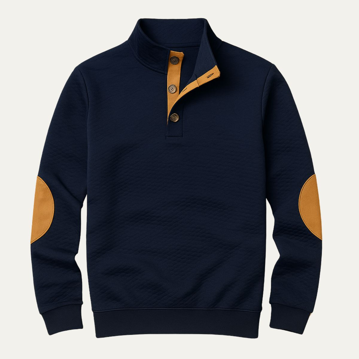 Men’s Wool Blend Half Button Mock Neck Jumper Winter Knitted Sweater