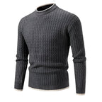 Men’s Wool Blend Textured Knit Crew Neck Jumper Winter Sweater