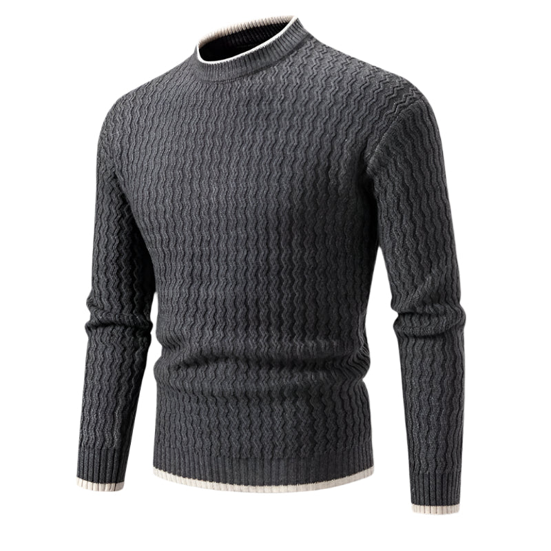 Men’s Wool Blend Textured Knit Crew Neck Jumper Winter Sweater