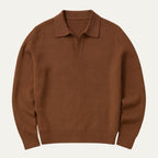 Men’s Light Grey Knitted Polo Jumper Open Collar Sweater