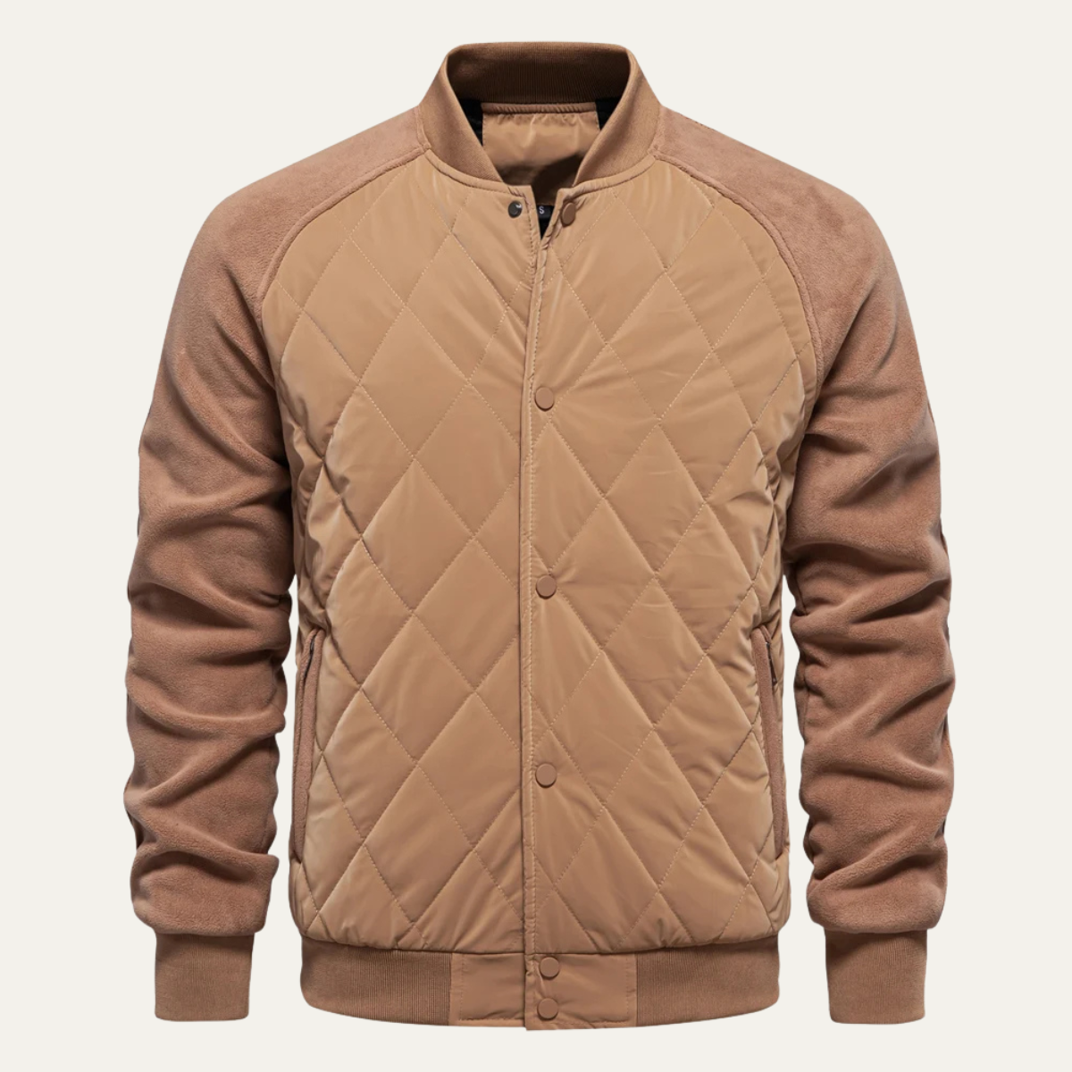The Aberdeen Men’s Warm Casual Quilted Bomber Jacket with Ribbed Cuffs