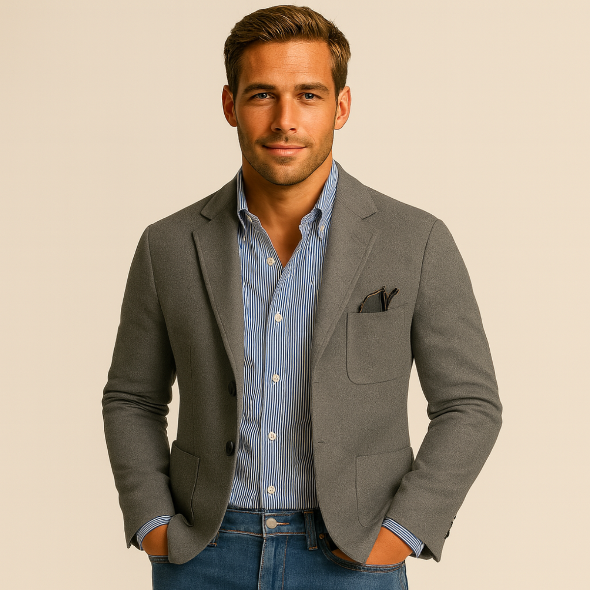 Men’s Smart Blazer with Shirt Set Casual Tailored Outfit