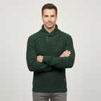 Men’s Thick Winter Knit Jumper Button Neck High Collar Sweater