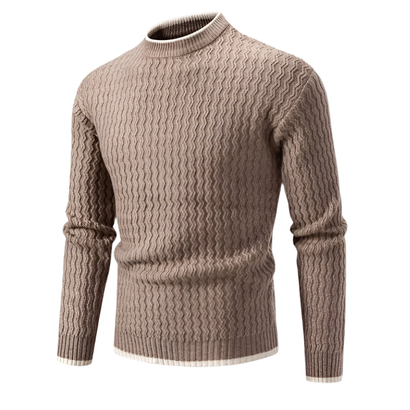 Men’s Wool Blend Textured Knit Crew Neck Jumper Winter Sweater