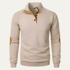 Men’s Wool Blend Half Button Mock Neck Jumper Winter Knitted Sweater