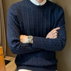 Men’s Navy Blue Cashmere Merino Wool Jumper Knit Sweater