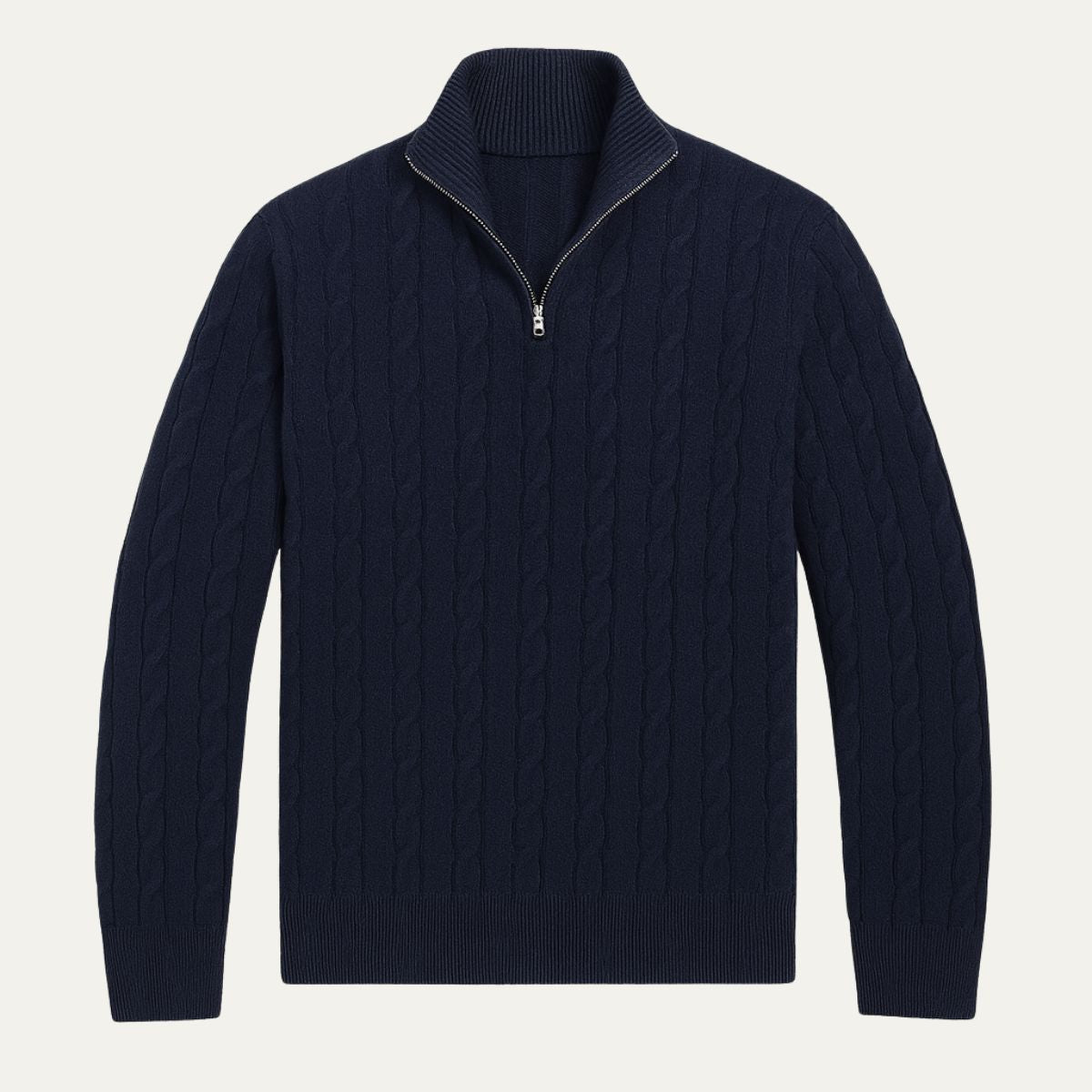 Men’s Cable Knit Quarter Zip Jumper Old Money Winter Sweater
