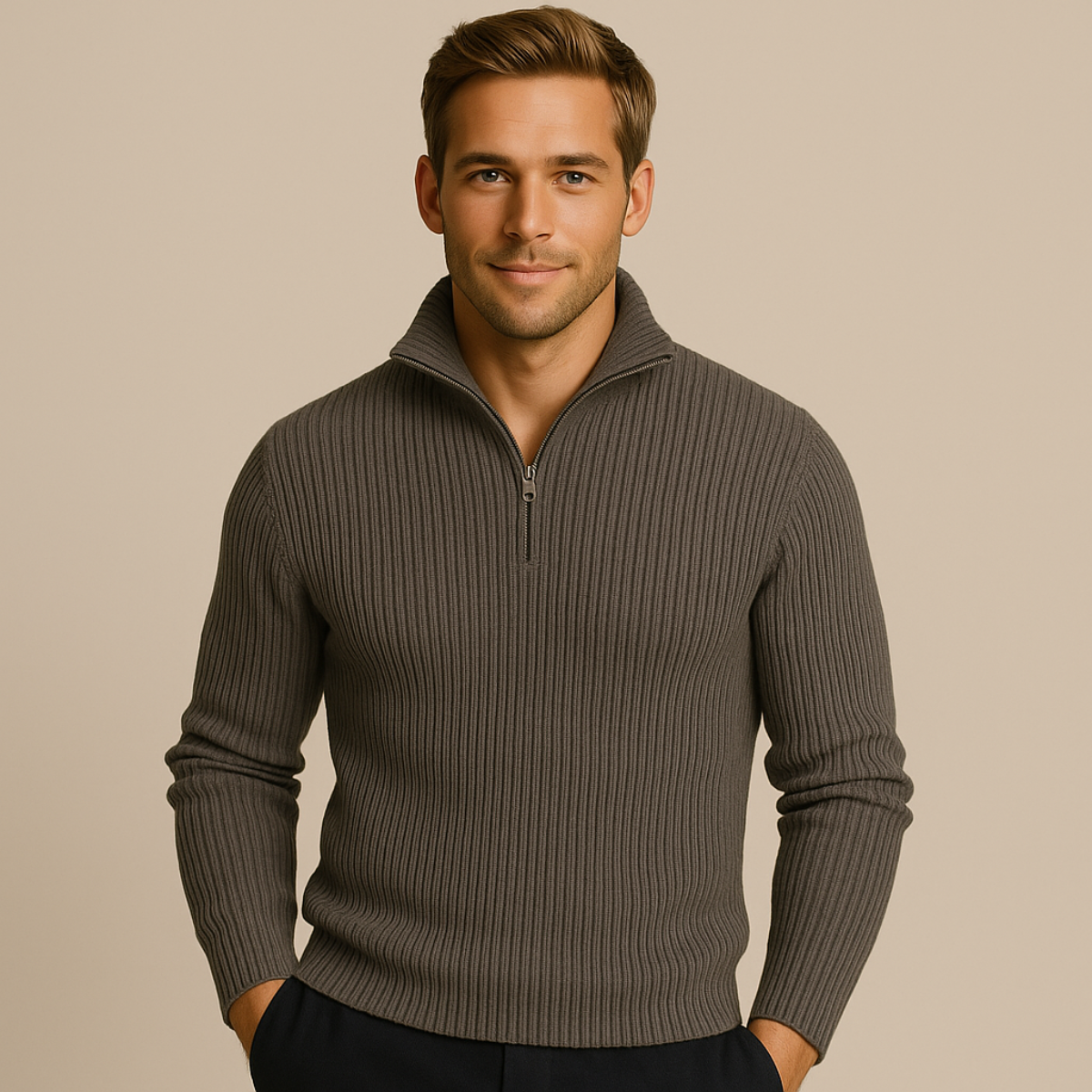 The Merino Knitted Quarter Zip Jumper