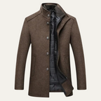 Men’s Wool Blend Winter Coat Smart Stand Collar Button Up Jacket
