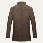 Men’s Wool Blend Winter Coat Smart Stand Collar Button Up Jacket