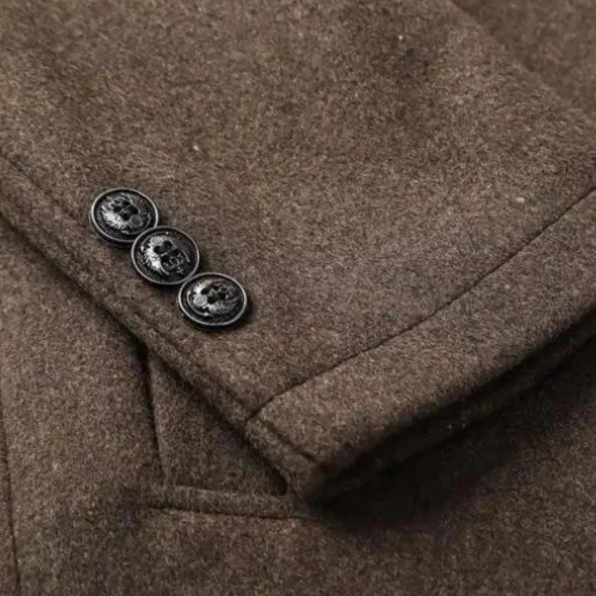 Men’s Wool Blend Winter Coat Smart Stand Collar Button Up Jacket