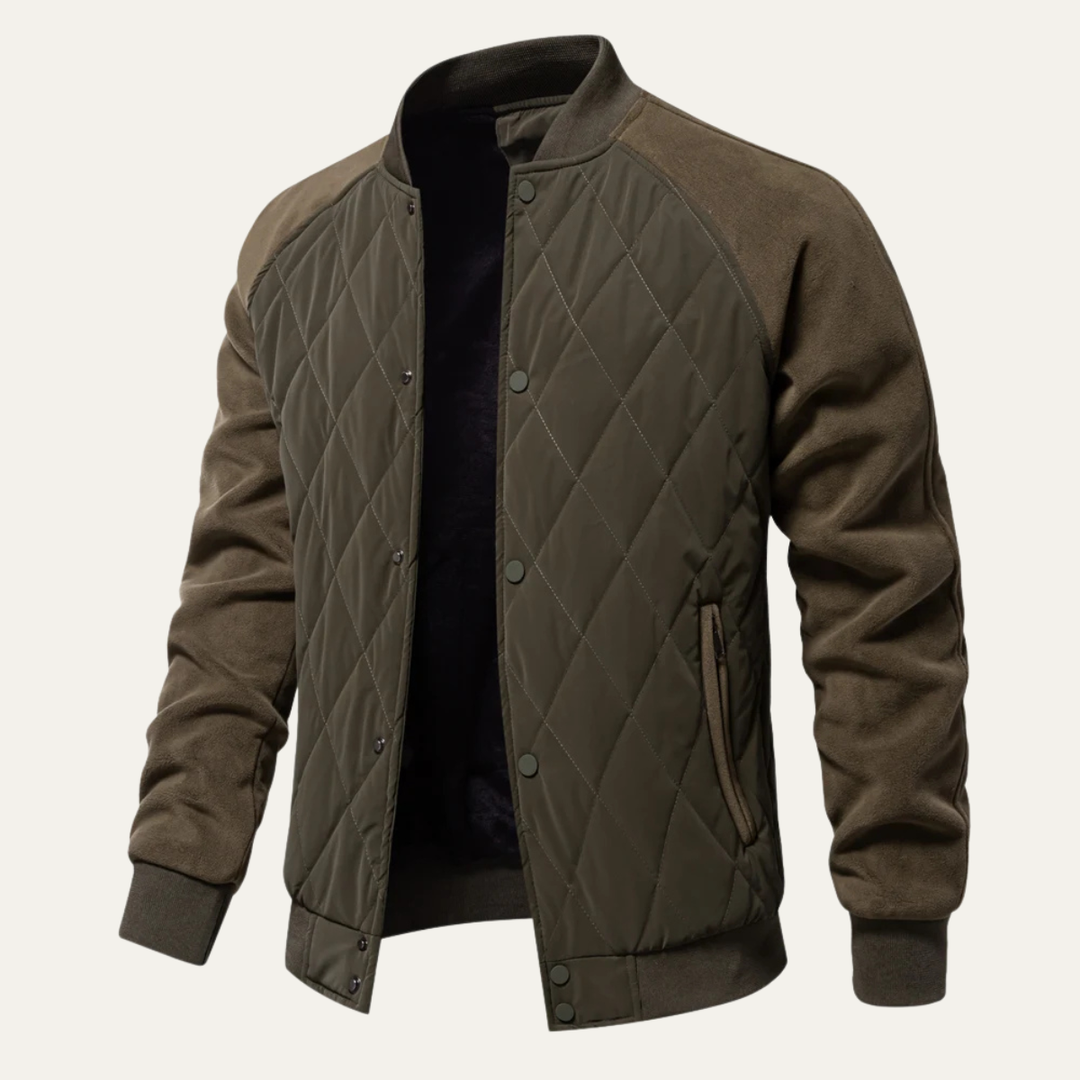 The Aberdeen Men’s Warm Casual Quilted Bomber Jacket with Ribbed Cuffs
