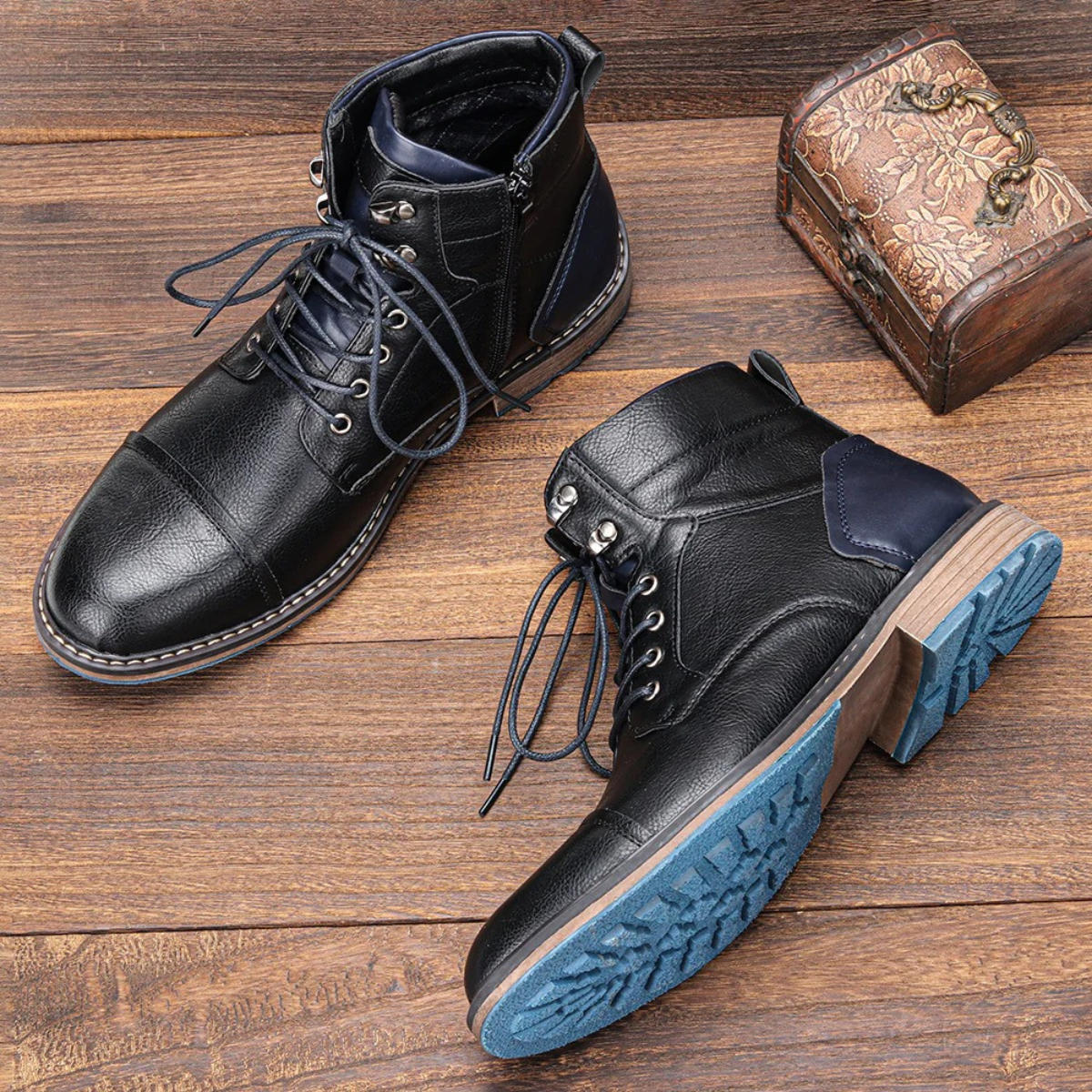 Men’s Premium Vintage Leather Boots Classic Lace Up Ankle Design