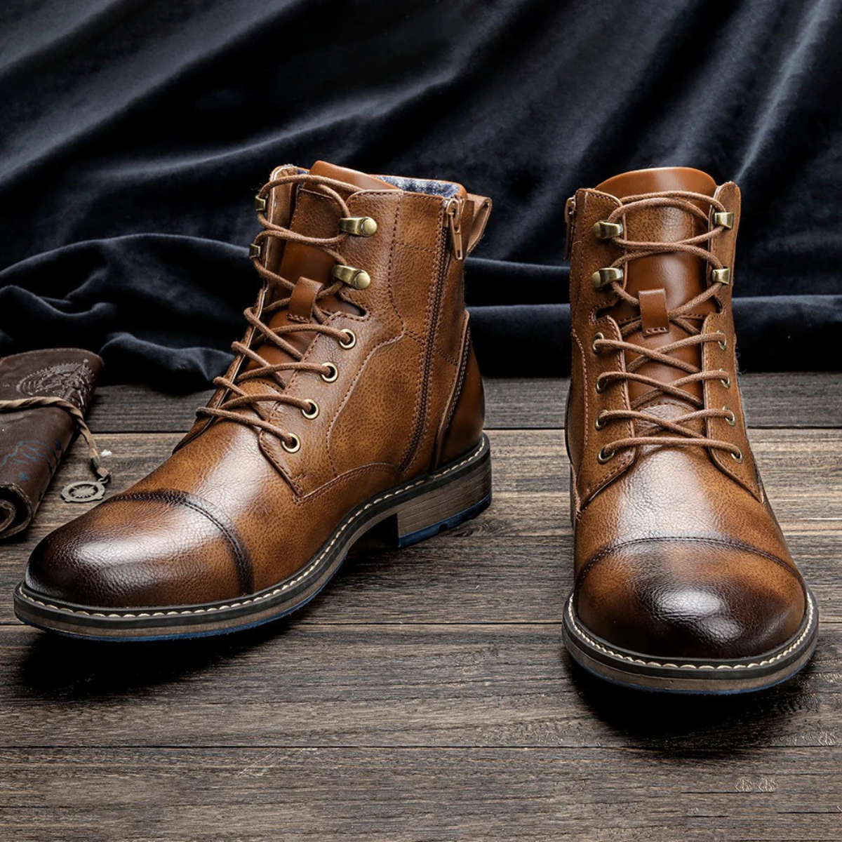 Men’s Premium Vintage Leather Boots Classic Lace Up Ankle Design