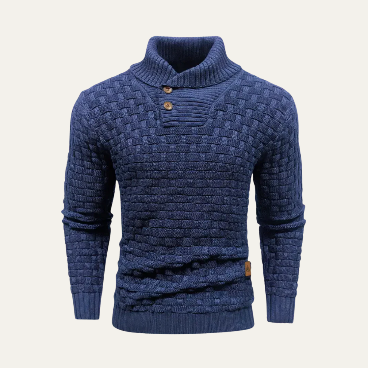 Men’s Thick Winter Knit Jumper Button Neck High Collar Sweater
