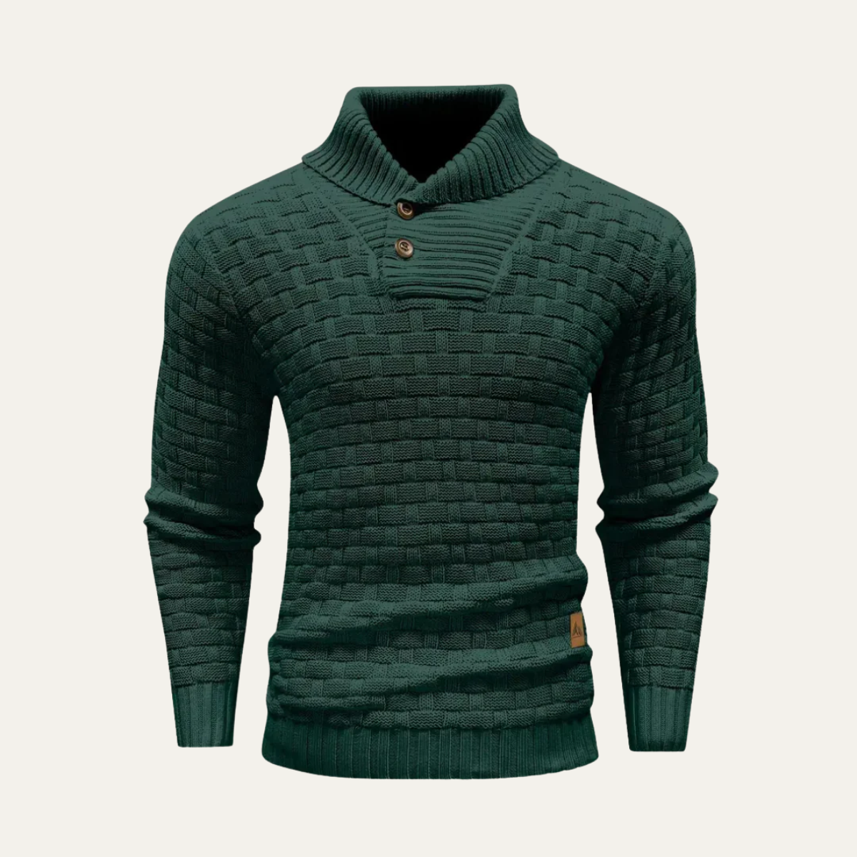 Men’s Thick Winter Knit Jumper Button Neck High Collar Sweater
