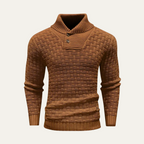Men’s Thick Winter Knit Jumper Button Neck High Collar Sweater