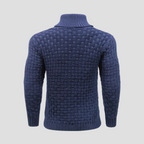 Men’s Thick Winter Knit Jumper Button Neck High Collar Sweater