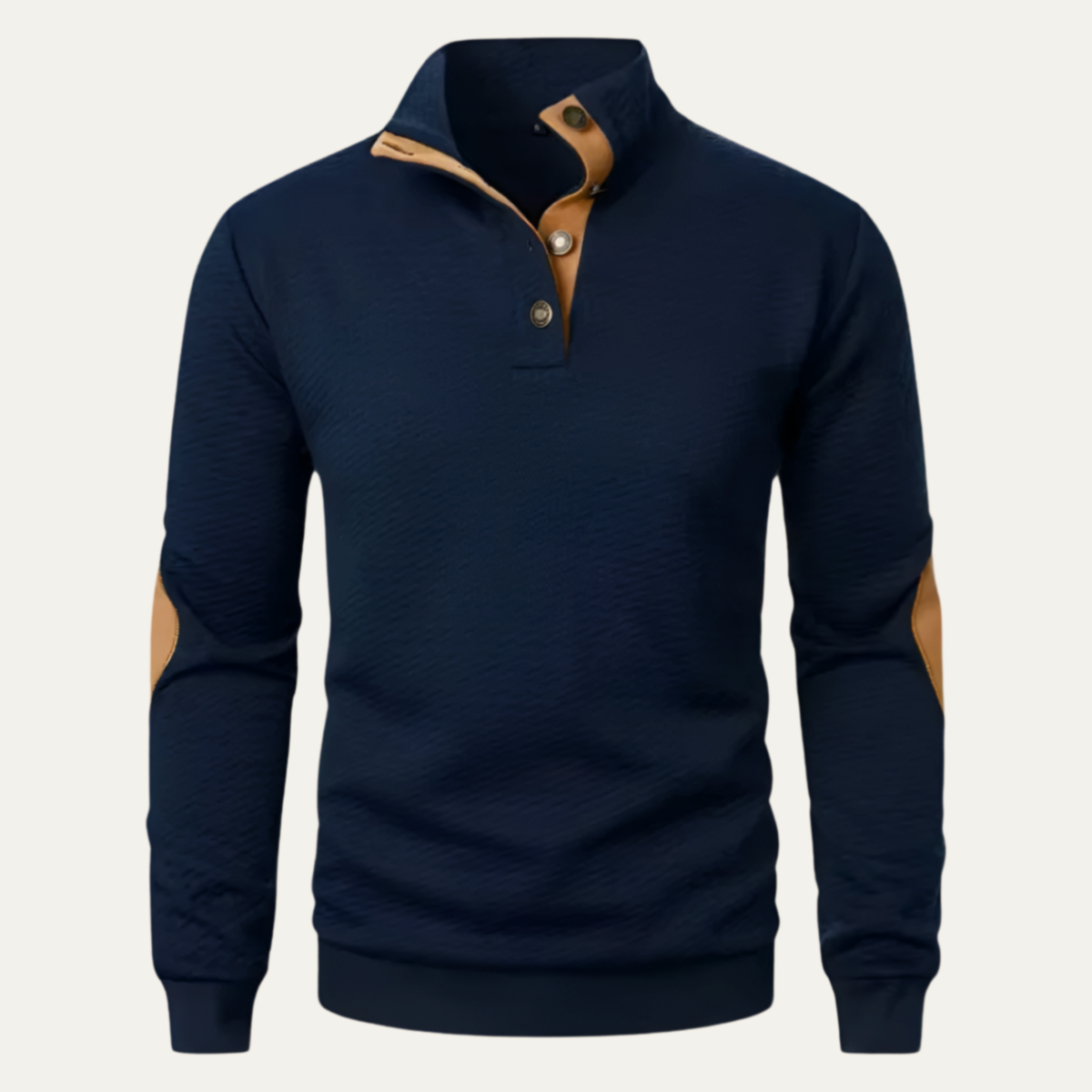 Men’s Wool Blend Half Button Mock Neck Jumper Winter Knitted Sweater