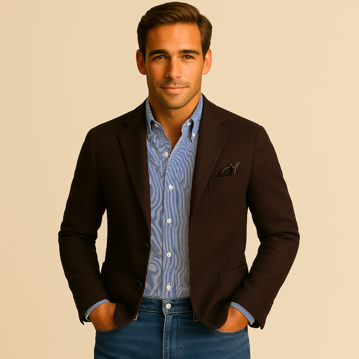 Men’s Smart Blazer with Shirt Set Casual Tailored Outfit