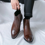 Men’s Black Leather Chelsea Boots Premium Red Sole Accent Design