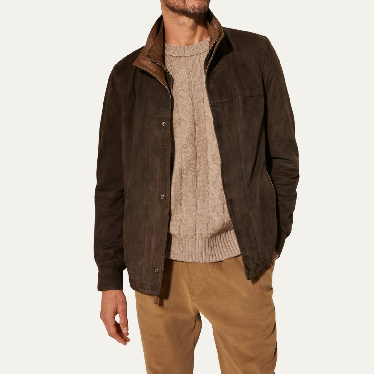 The Alnwick Retro Style Zip Up Suede Men’s Bomber Jacket