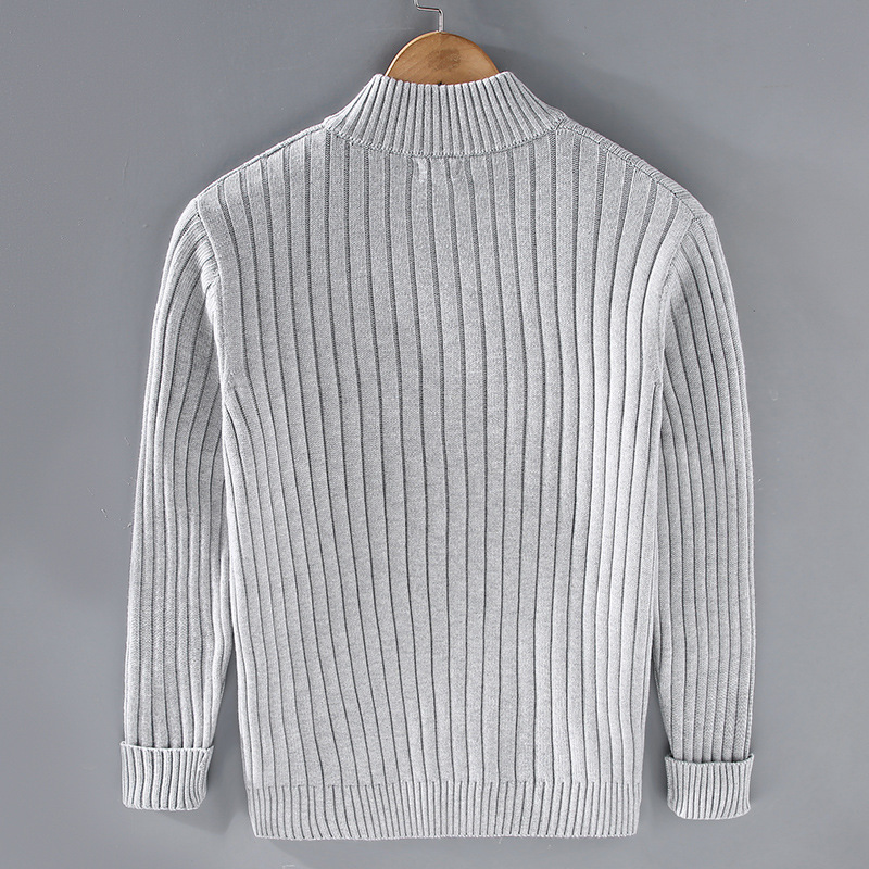 Ken | Men’s Zip Front High Collar Ribbed Cardigan