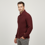 Men’s Thick Winter Knit Jumper Button Neck High Collar Sweater