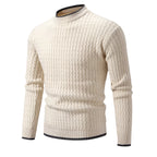 Men’s Wool Blend Textured Knit Crew Neck Jumper Winter Sweater