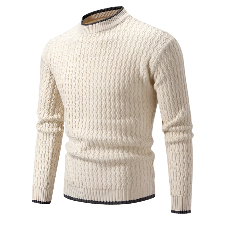 Men’s Wool Blend Textured Knit Crew Neck Jumper Winter Sweater