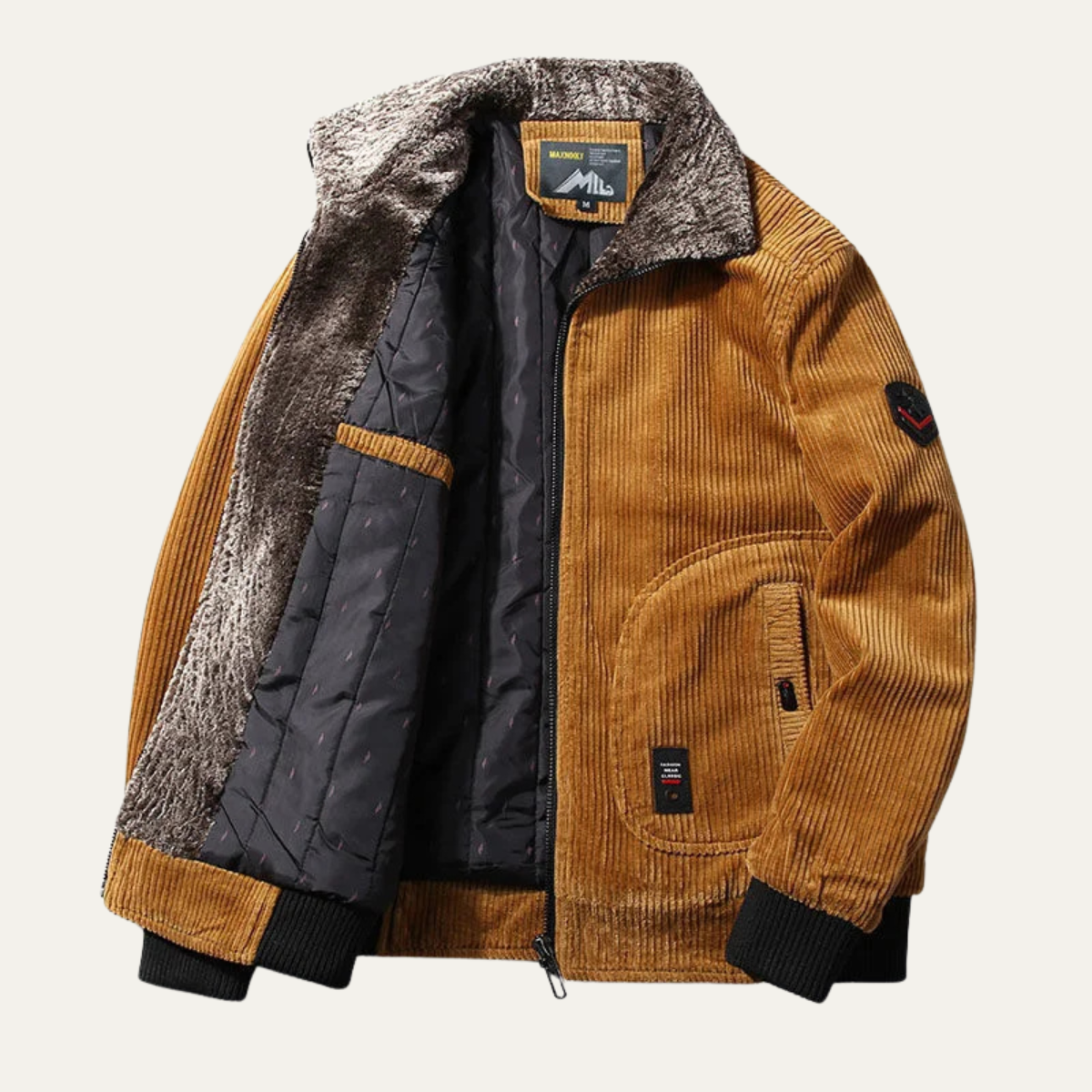 The Manarola Corduroy Thermal Men’s Jacket with Fur Collar