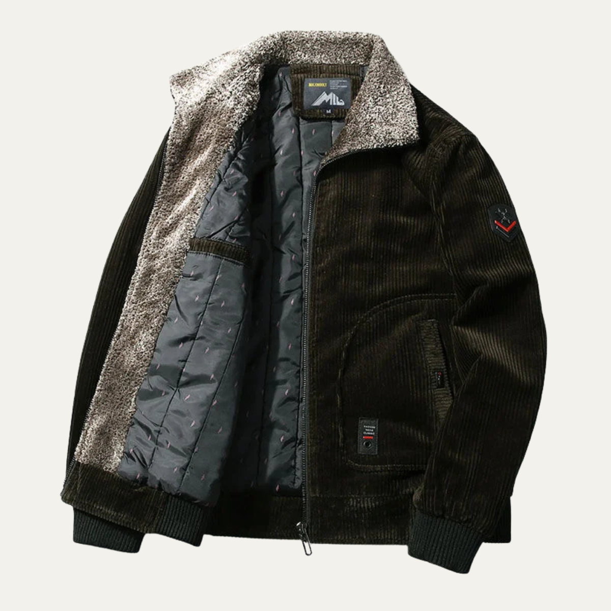 The Manarola Corduroy Thermal Men’s Jacket with Fur Collar